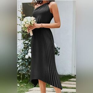 GRACE KARIN Women's Summer One Shoulder Satin Dress Sleeveless Twist Pleate SZ S